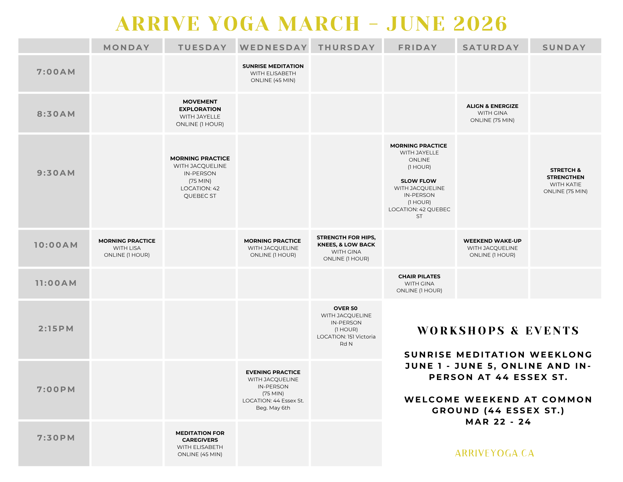 spring schedule